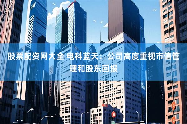 股票配资网大全 电科蓝天：公司高度重视市值管理和股东回报